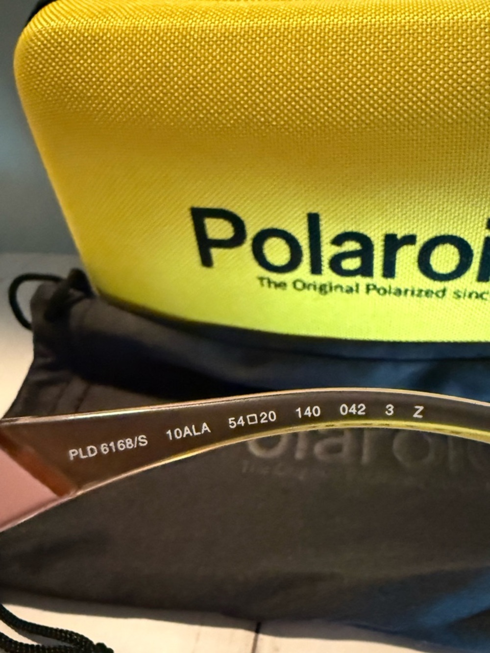 Polaroid Brown Translucent Oversized Square Sunglasses with Yellow Case - Picture 4 of 5